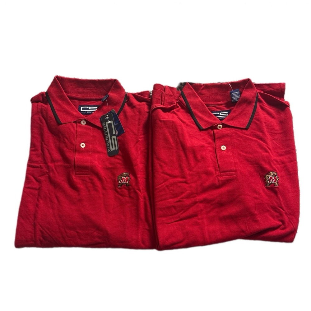 NEW 2 LOT University Of Maryland Terrapins Men's Polo Shirt Officially Licensed
